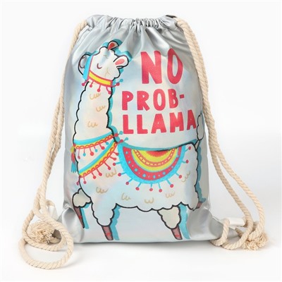 Мешок для обуви  NO PROB-LLAMA кож.зам голография, 30×40 см