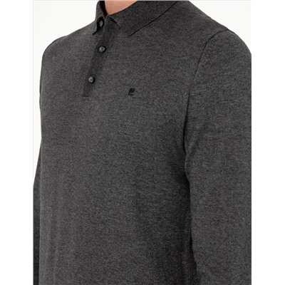 Anthracit Melanj Slim Fit Polo воротниц Основной вязаный свитер