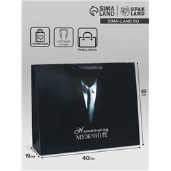 Пакет подарочный ламинированный горизонтальный «Мужчине», XL 49 × 40 × 19 см