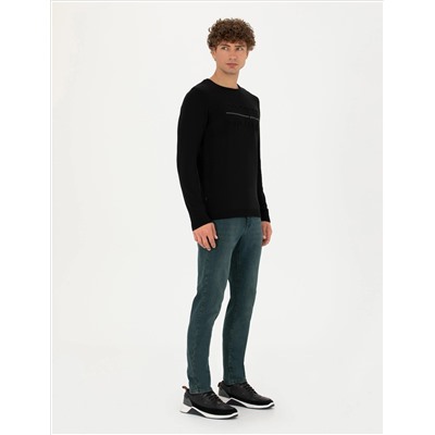 Black Slim Fit Bike Yaka Knitwear свитер