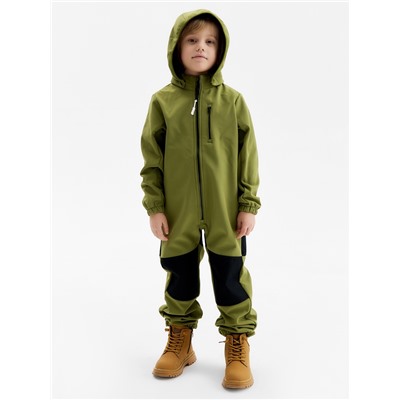 Комбинезон демисезонный для мальчиков MINAKU из Softshell на флисе, непромокаемый, оливковый, рост 128 см