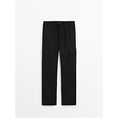Pantalón cargo algodón sarga jogger fit