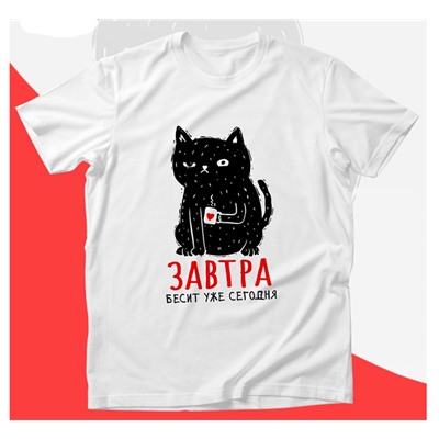 Футболка "Завтра бесит уже сегодня" кот