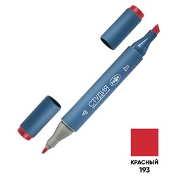 Маркер двусторонний для скетчинга Гамма "Студия", красный, корпус трехгранный, пулевид./клиновид. наконечники