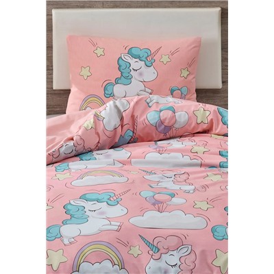 Комплект пододеяльников для подростков, одинарный Unicornio, розовый