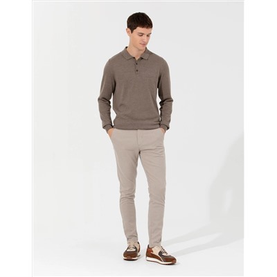 Vizon Melanj Slim Fit Polo yaka Основной вязаный свитер