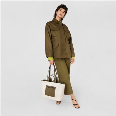 Bolso shopper - beige y caqui