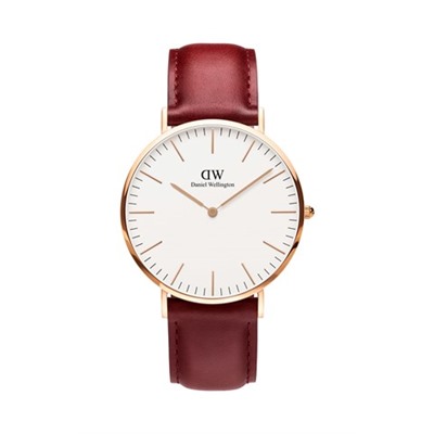 Reloj de cuarzo de piel y chapado en oro rosa Suffolk