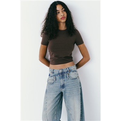 JEANS TRF WIDE LEG TIRO MEDIO DECONSTRUIDO