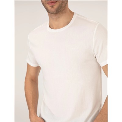 Ekru Slim Fit Textulled Bike Thrist T -For