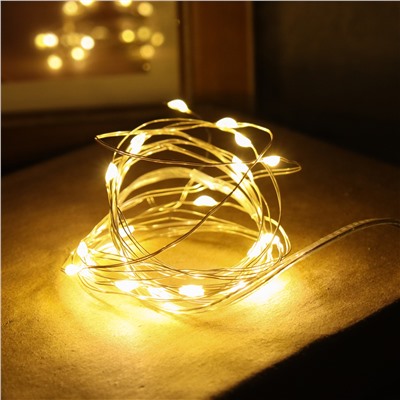 Гирлянда светодиодная нить 3 м 30 LED / GN24 /уп 200/теплый белый USB