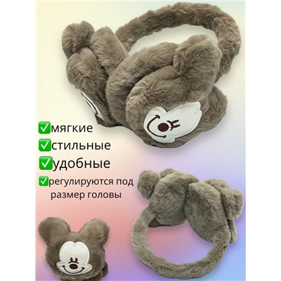 Меховые наушники Мики Маус детские 2-14 лет регулируемые Арт 8 тип 1