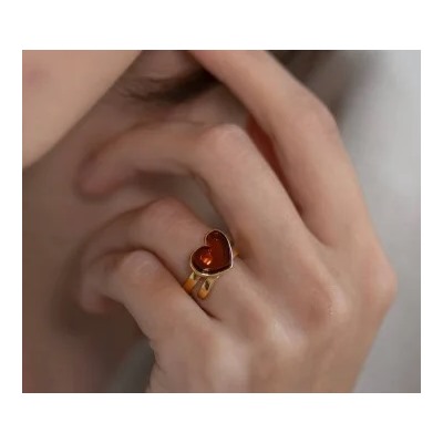 Кольцо серебряное с янтарём R9169ZK