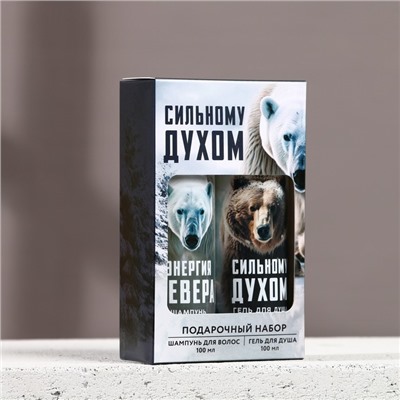 Подарочный набор новогодний ЧИСТОЕ СЧАСТЬЕ «Сильному духом»: гель для душа и шампунь для волос, 2х100 мл