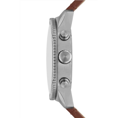 Reloj de cuarzo de piel Brox - Marrón y plateado
