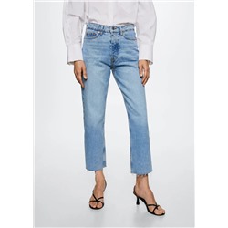 Jeans rectos tiro alto crop -  Mujer | MANGO OUTLET España