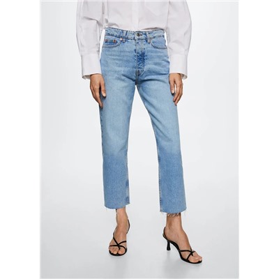 Jeans rectos tiro alto crop -  Mujer | MANGO OUTLET España