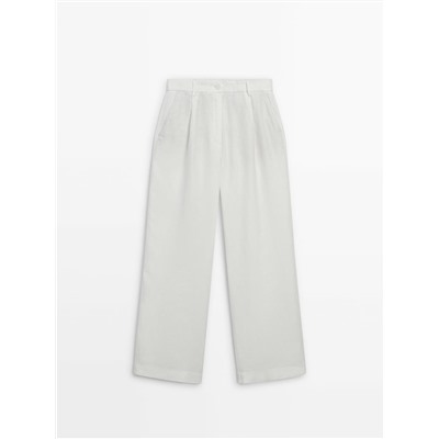 Pantalón lino wide leg