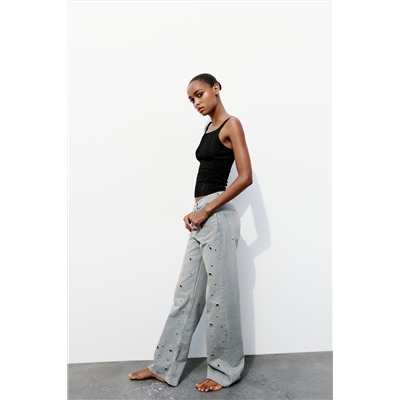 JEANS TRF ARANDELAS TIRO ALTO