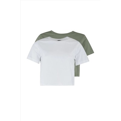 Khaki-White 2 упаковка на 100 %хлопковая травма для велосипедной воротнички футболка Twoss20ts1480