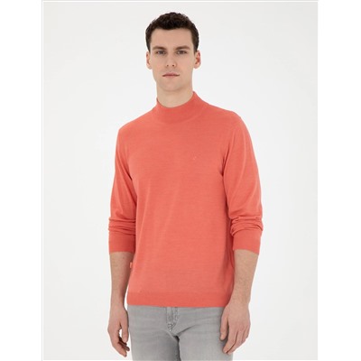 Лосось Slim Fit Half Fisherman Wool Sipe Смешанный базовый вязаный свитер