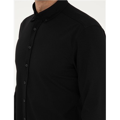 Black Slim Fit рубашка с длинным рукавом