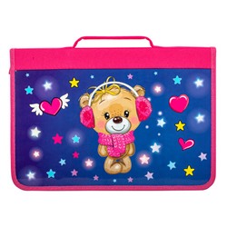 Папка для труда на молнии BRAUBERG А4 с ручкой, 1 отделение, картон, органайзер, "Smiling bear", 270990