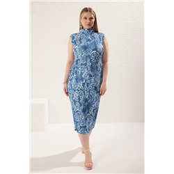 Blue Pilseli Ethnic узорчатое вязание платье большого размера tbbss25ah00124