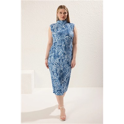 Blue Pilseli Ethnic узорчатое вязание платье большого размера tbbss25ah00124