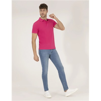 Pink Slim Fit Polo Yaka Basic T -For