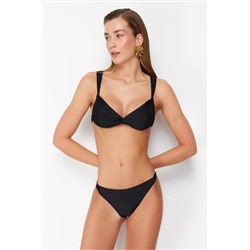 Черный топ бикини с узлом без косточек TBESS24BU00027