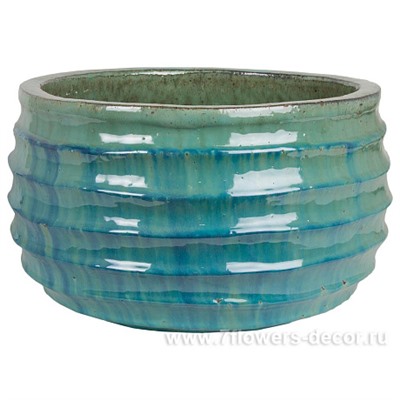 Кашпо керамика Nobilis Marco "Ocean blue Round", D37хH22 см