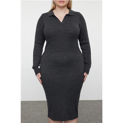 Anthracit Polo воротник сознательный вязаный платье TBBAW23AH00002