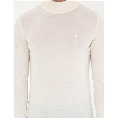 Ecru Slim Fit Half Fisherman Neck Sheam Смешанный базовый вязаный свитер