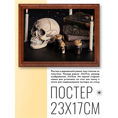 POSG-0087 Постер в рамке 23x17см Череп и магические книги