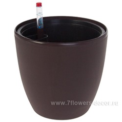 Кашпо PLANTA VITA "Round Matt espresso" с автополивом (пластик), D18xH17,5 см