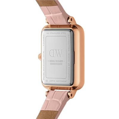 Reloj de cuarzo de piel, nácar y acero chapado en oro rosa