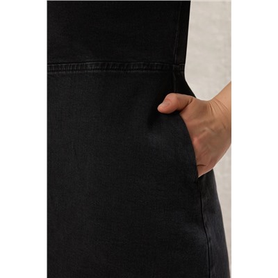 Anthracit открылся из талии/фигуриста V -Neck Denim Dress TBBSS23AH00078