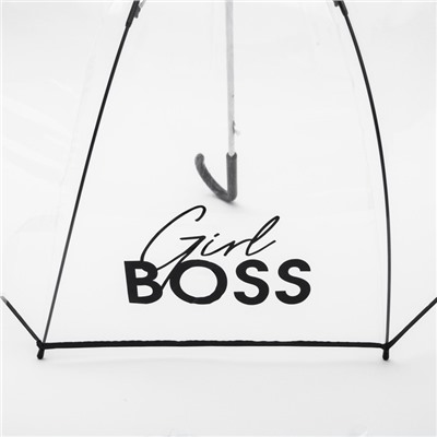 Зонт женский механический, купол Girl boss, 8 спиц, d=88 см, прозрачный