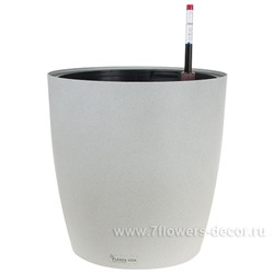 Кашпо PLANTA VITA "Round Stone grey" с автополивом (пластик), D39xH40 см