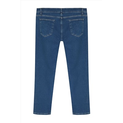 Navy Blue Slim Fit Гибкая ткань Большой размер джинсы джинсы tmnss24cj00000