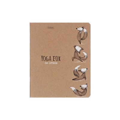 Тетрадь 48 листов в клетку, Animals Yoga, обложка крафт-картон, МИКС