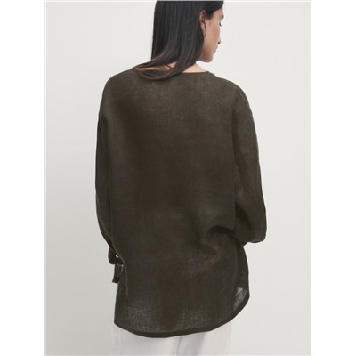 100% linen oversize blouse