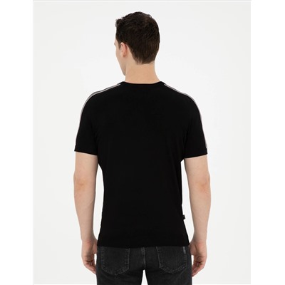 Black Slim Fit Bike Yaka Triko T -For