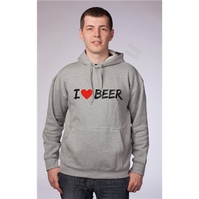 Толстовка с капюшоном "I love beer"
