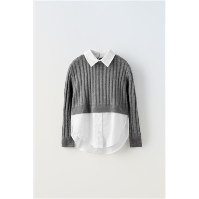 CAMISA POPELÍN COMBINADA PUNTO
