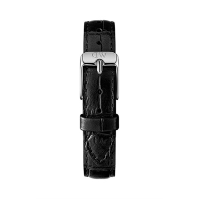 Reloj de cuarzo de piel Petite Reading - Negro y plateado