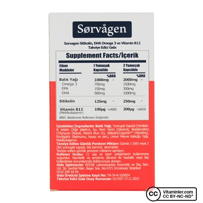 Sorvagen Smart Citicoline DHA Omega 3 и B12 30 капсул