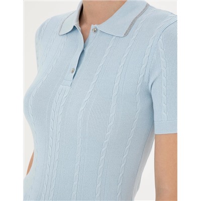 Blue Slim Fit Polo Yaka Triko T -For
