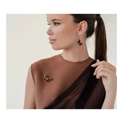 Серебряные серьги с янтарём E9152-1ZO